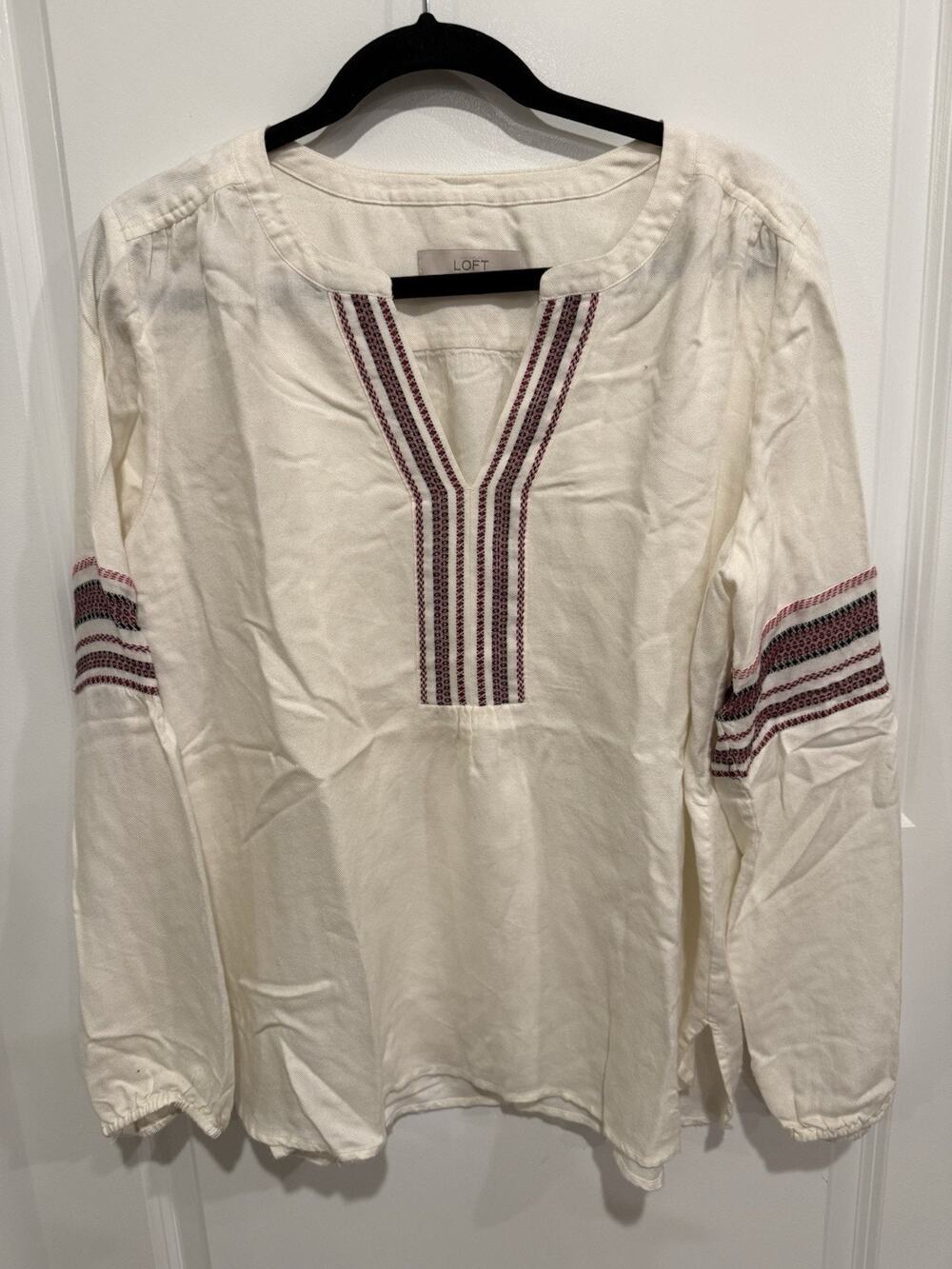 LOFT Lightweight Sz Large Boho Peseant Tunic Top cottagecore Cruise